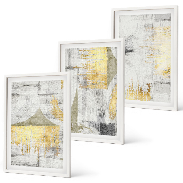 Lot de 3 tableaux pour salon Motifs de peinture abstraits à la mode
