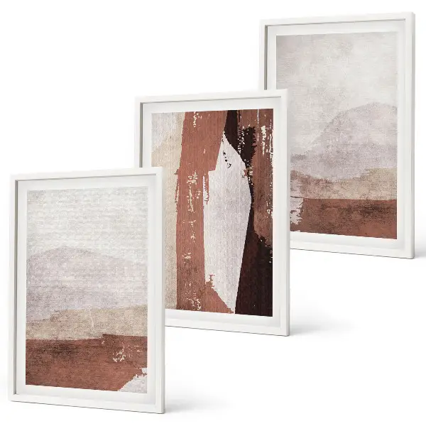 Cadre photo mural avec motifs abstraits bruns et beiges