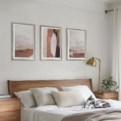 Cadre photo mural avec motifs abstraits bruns et beiges