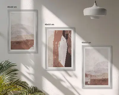 Cadre photo mural avec motifs abstraits bruns et beiges
