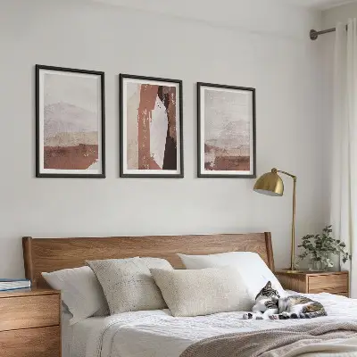 Cadre photo mural avec motifs abstraits bruns et beiges