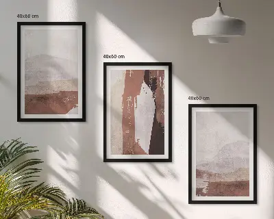 Cadre photo mural avec motifs abstraits bruns et beiges