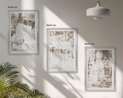 Lot de 3 tableaux pour salon avec motifs abstraits blanc et brun