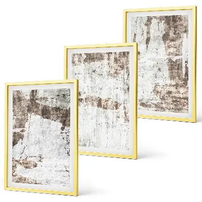 Lot de 3 tableaux pour salon avec motifs abstraits blanc et brun