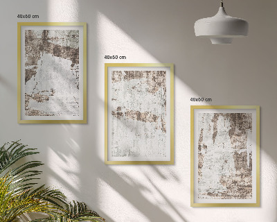 Lot de 3 tableaux pour salon Motifs abstraits blanc brun