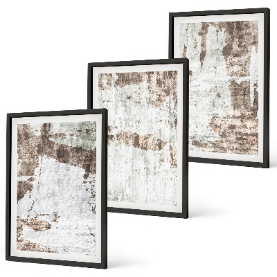 Lot de 3 tableaux pour salon Motifs abstraits blanc brun