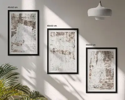 Lot de 3 tableaux pour salon avec motifs abstraits blanc et brun