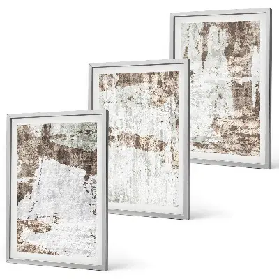 Lot de 3 tableaux pour salon avec motifs abstraits blanc et brun