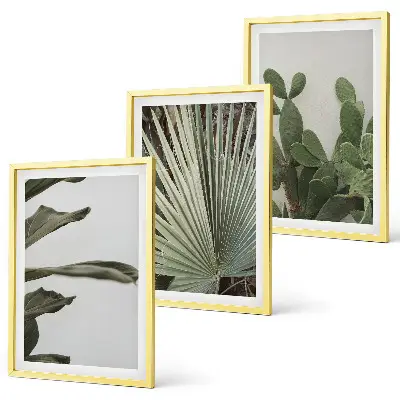 Lot de 3 tableaux pour salon feuilles de plantes tropicales aux tons pastel