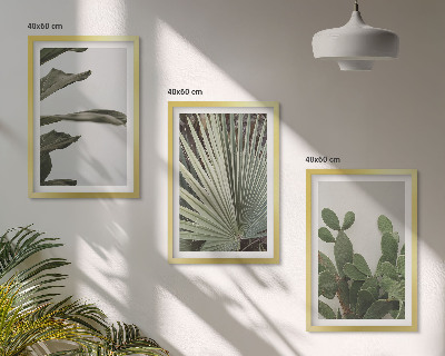 Lot de 3 tableaux pour salon Feuilles de plantes tropicales pastel