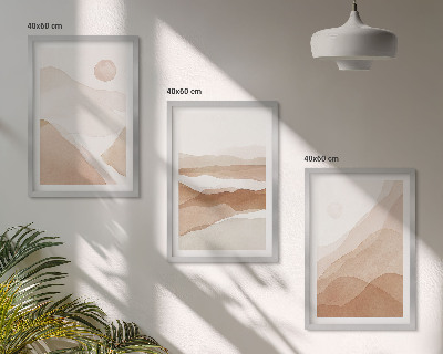 Lot de 3 tableaux pour salon Paysages abstraits bruns