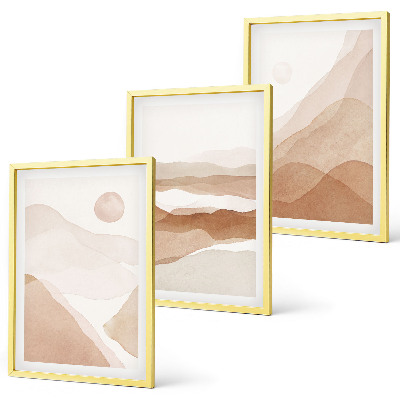 Lot de 3 tableaux pour salon Paysages abstraits bruns