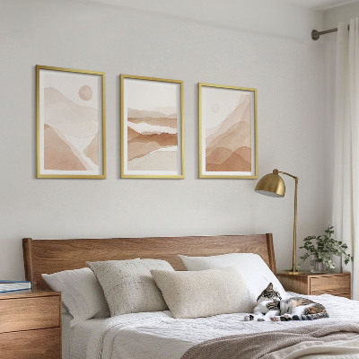 Lot de 3 tableaux pour salon Paysages abstraits bruns