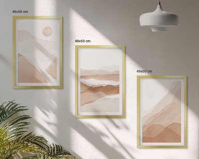 Lot de 3 tableaux pour salon Paysages abstraits bruns