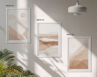Lot de 3 tableaux pour salon Paysages abstraits bruns