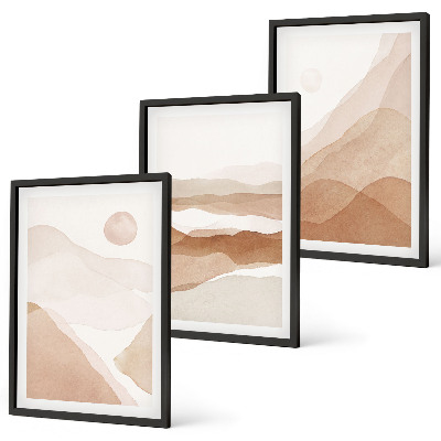 Lot de 3 tableaux pour salon Paysages abstraits bruns