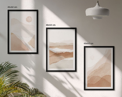 Lot de 3 tableaux pour salon Paysages abstraits bruns