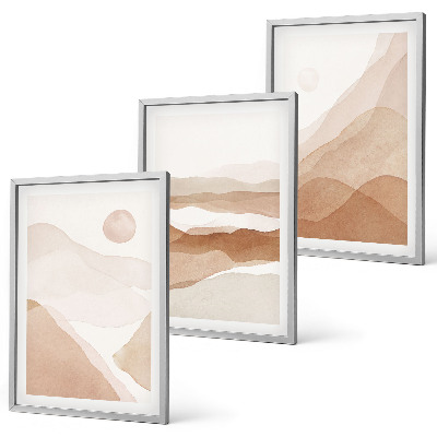 Lot de 3 tableaux pour salon Paysages abstraits bruns