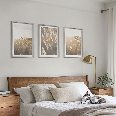 Lot de 3 tableaux pour salon Paysage herbe fleurs chaleur