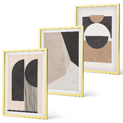 Lot de 3 tableaux pour salon Formes abstraites beige marron