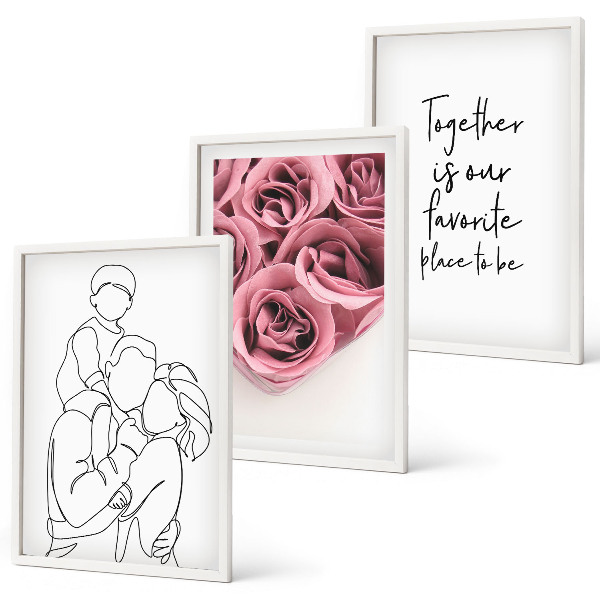 Cadre photo mural Bouquets de roses familiaux dessinés au trait