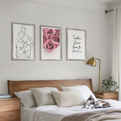 Cadre photo mural Bouquets de roses familiaux dessinés au trait