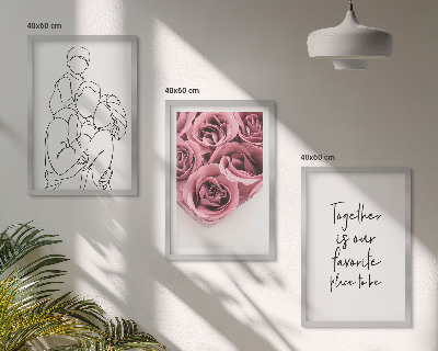 Cadre photo mural Bouquets de roses familiaux dessinés au trait