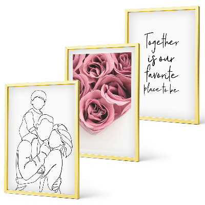 Cadre photo mural Bouquets de roses familiaux dessinés au trait