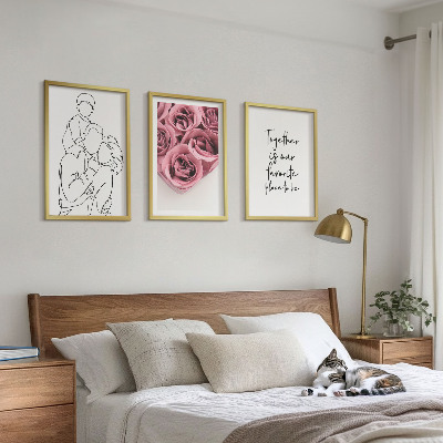 Cadre photo mural Bouquets de roses familiaux dessinés au trait