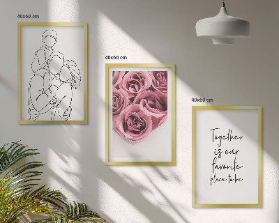 Cadre photo mural Bouquets de roses familiaux dessinés au trait