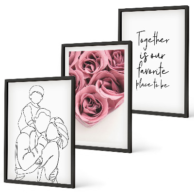 Cadre photo mural Bouquets de roses familiaux dessinés au trait