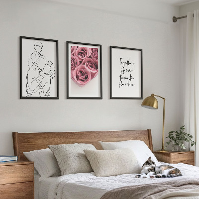 Cadre photo mural Bouquets de roses familiaux dessinés au trait