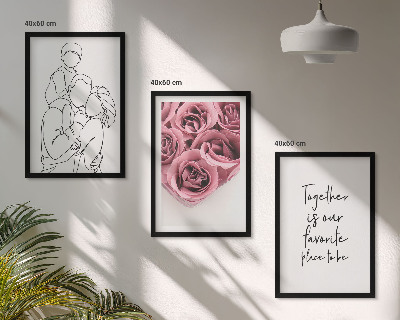 Cadre photo mural Bouquets de roses familiaux dessinés au trait