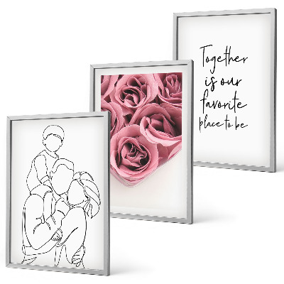 Cadre photo mural Bouquets de roses familiaux dessinés au trait