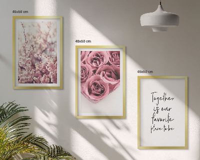 Lot de 3 tableaux pour salon Bouquets de roses avec inscription