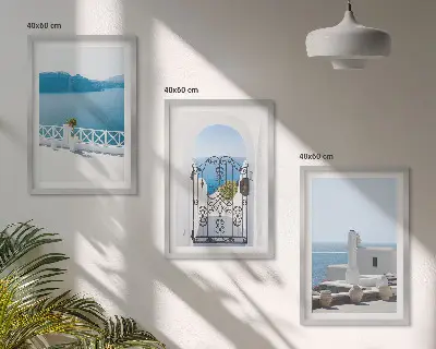 Cadre photo mural représentant des bâtiments de la mer Blanche en Grèce