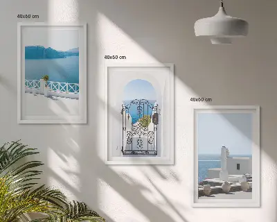 Cadre photo mural représentant des bâtiments de la mer Blanche en Grèce