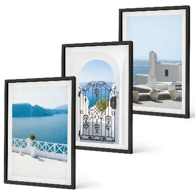 Cadre photo mural représentant des bâtiments de la mer Blanche en Grèce