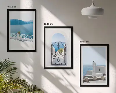 Cadre photo mural représentant des bâtiments de la mer Blanche en Grèce