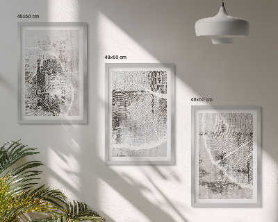 Lot de 3 tableaux pour salon Motifs de grain de bois gris