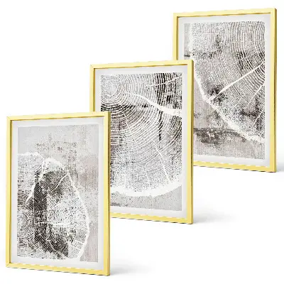 Lot de 3 tableaux pour salon avec motifs imitant le bois gris
