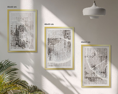 Lot de 3 tableaux pour salon Motifs de grain de bois gris