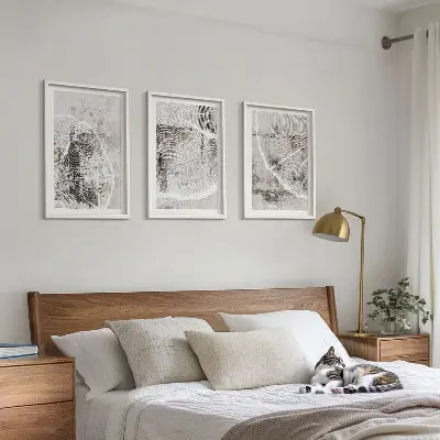 Lot de 3 tableaux pour salon avec motifs imitant le bois gris