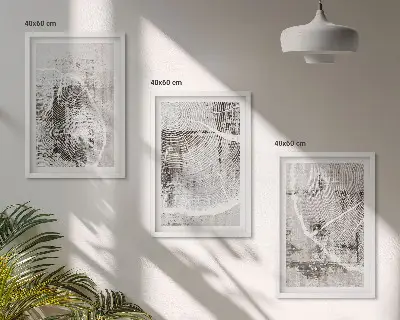 Lot de 3 tableaux pour salon avec motifs imitant le bois gris