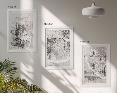Lot de 3 tableaux pour salon Motifs de grain de bois gris