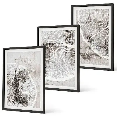 Lot de 3 tableaux pour salon avec motifs imitant le bois gris
