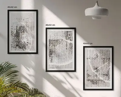 Lot de 3 tableaux pour salon avec motifs imitant le bois gris