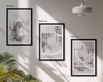Lot de 3 tableaux pour salon Motifs de grain de bois gris