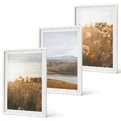 Cadre photo mural représentant des paysages de montagnes, de prairies et de lac