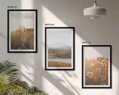 Cadre photo mural représentant des paysages de montagnes, de prairies et de lac